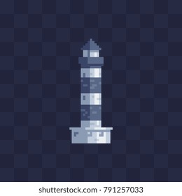 Lighthouse icon. Pixel art style. 8-bit sprite. Isolated vector illustration. 