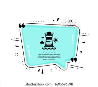 Lighthouse icon. Quote speech bubble. Beacon tower sign. Searchlight building symbol. Quotation marks. Classic lighthouse icon. Vector