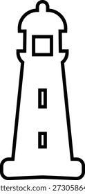 Lighthouse icon, representing coastal navigation and maritime safety. nautical shore base coastal Ideal for sea travel, coastal design, tourism branding, apps, web interfaces, and infographics.