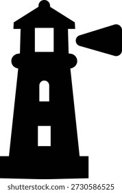 Lighthouse icon, representing coastal navigation and maritime safety. nautical shore base coastal Ideal for sea travel, coastal design, tourism branding, apps, web interfaces, and infographics.