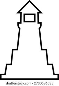 Icono de faro, que representa la navegación costera y la seguridad marítima. Base costera náutica Ideal para viajes por mar, diseño costero, marca turística, App, interfaces de Web e infografías.