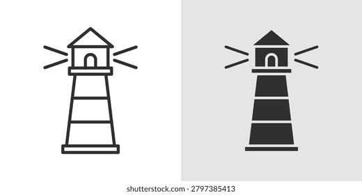 Lighthouse Icon represents maritime guidance, coastal navigation, and safe sea travel.