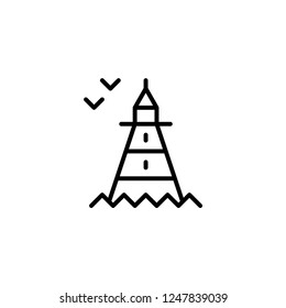 Lighthouse icon. Sea and lam sign