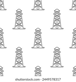 Lighthouse Icon Seamless Pattern, Light Tower, Building For Navigational Aid For Sea, Inland Waterways Vector Art Illustration