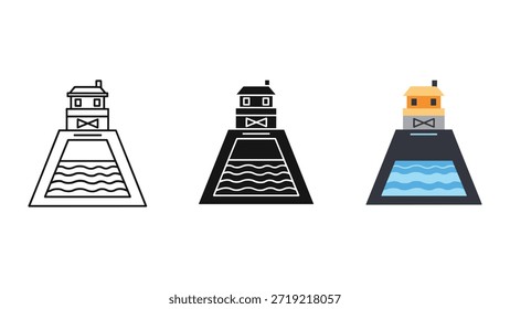 Conjunto de iconos de faro con diferentes variaciones de color