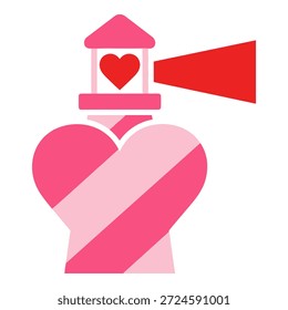 Icono de faro en forma de corazones, concepto para guiar la luz en el amor y las relaciones