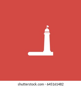 Lighthouse icon. sign design. red background