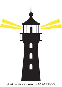 lighthouse icon, lighthouse silhouette vector illustration, lighthouse logo, black and white icon, unique logo, art and illustration