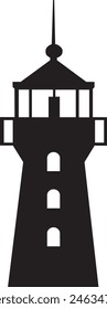 Icono del faro, Ilustración vectorial de la silueta del faro, logotipo del faro, icono blanco y negro, logotipo único, arte e ilustración