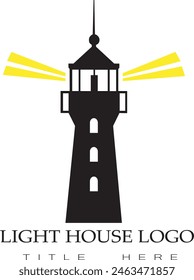 Icono del faro, Ilustración vectorial de la silueta del faro, logotipo del faro, icono blanco y negro, logotipo único, arte e ilustración