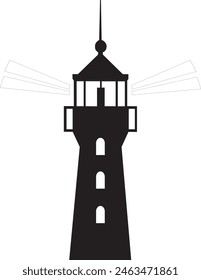 lighthouse icon, lighthouse silhouette vector illustration, lighthouse logo, black and white icon, unique logo, art and illustration