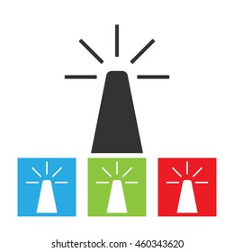 Lighthouse icon. Simple logo of lighthouse building on white background. Flat vector illustration.