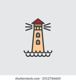 Lighthouse icon style vector illustration over white isolated background