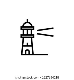 Lighthouse icon symbol in linear, outline style isolated on white background