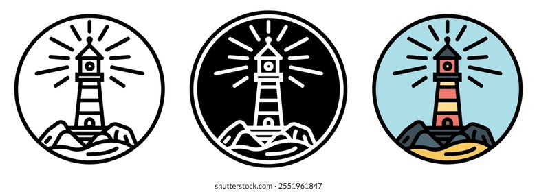 Lighthouse icon is a tall structure with a powerful light, guiding ships safely through coastal waters and preventing accidents.