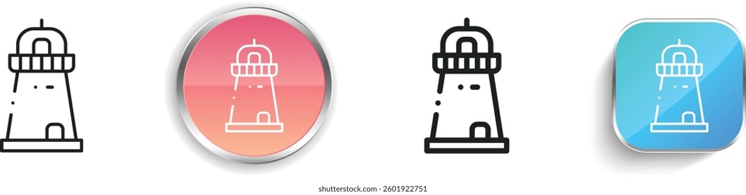 lighthouse icon. Thin Linear, Regular and Button Style Design Isolated On White Background