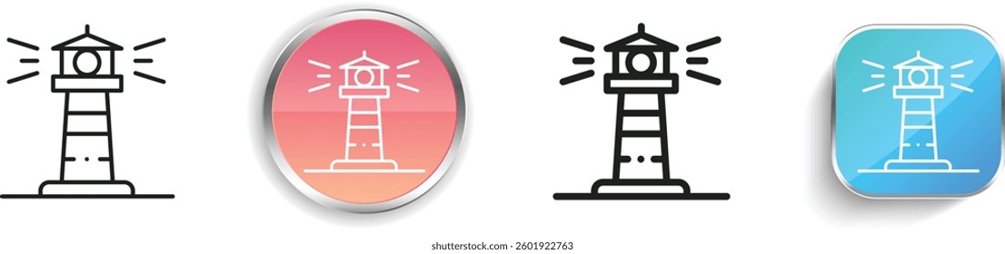 lighthouse icon. Thin Linear, Regular and Button Style Design Isolated On White Background