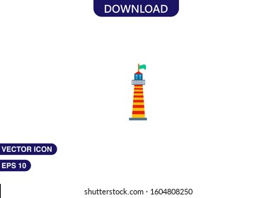 Lighthouse icon in trendy flat style isolated on white background vector illustration