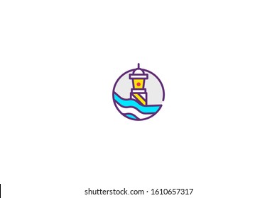 Lighthouse icon in trendy flat style isolated on white background vector illustration