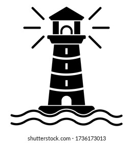Lighthouse icon in trendy silhouette style design. Vector illustration isolated on white background.