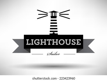 Lighthouse Icon with Typographic Design