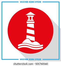 lighthouse icon vector EPS 10, abstract sign flat design,  illustration modern isolated badge for website or app - stock info graphics