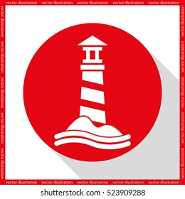lighthouse icon vector EPS 10, abstract sign flat design,  illustration modern isolated badge for website or app - stock info graphics