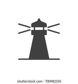 Lighthouse icon vector, filled flat sign, solid pictogram isolated on white. Symbol, logo illustration. Pixel perfect vector graphics