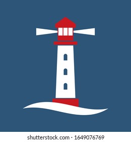 Lighthouse icon. Vector flat illustration concept for design.