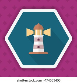 Lighthouse icon, Vector flat long shadow design. Transport concept.