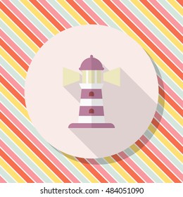 Lighthouse icon, Vector flat long shadow design. Transport concept.