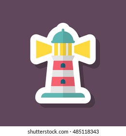 Lighthouse icon, Vector flat long shadow design. Transport concept.