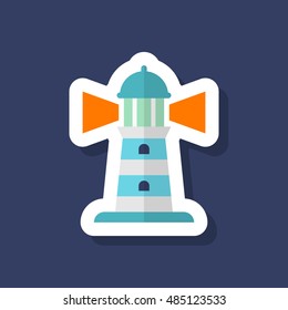 Lighthouse icon, Vector flat long shadow design. Transport concept.