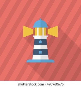 Lighthouse icon, Vector flat long shadow design. Transport concept.