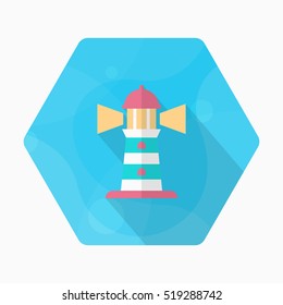 Lighthouse icon, Vector flat long shadow design. Transport concept.