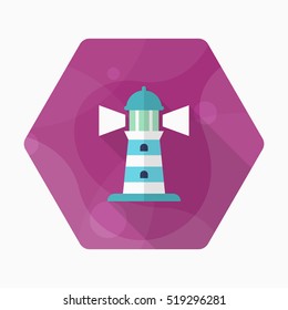 Lighthouse icon, Vector flat long shadow design. Transport concept.