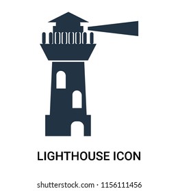Lighthouse icon vector isolated on white background, Lighthouse transparent sign , filled dark user interface icons