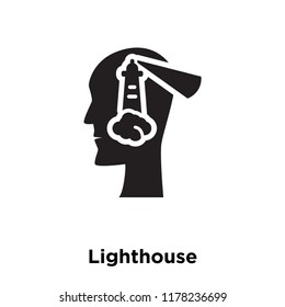 Lighthouse icon vector isolated on white background, logo concept of Lighthouse sign on transparent background, filled black symbol