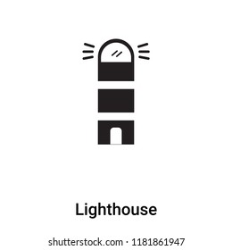 Lighthouse icon vector isolated on white background, logo concept of Lighthouse sign on transparent background, filled black symbol