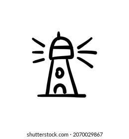 lighthouse icon in vector. Logotype - Doodle