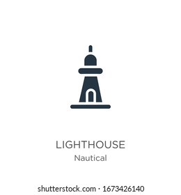 Vector de icono de faro. Icono moderno de faro plano de la colección náutica aislado en fondo blanco. La ilustración vectorial se puede utilizar para diseño gráfico web y móvil, logotipo, eps10
