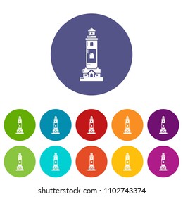 Lighthouse icons color set vector for any web design on white background