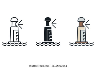 lighthouse icons isolated on White Background. Flat style design
