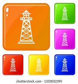 Lighthouse icons set collection vector 6 color isolated on white background