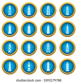 Lighthouse icons set. Simple illustration of 16 lighthouse vector icons for web