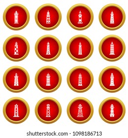 Lighthouse icons set. Simple illustration of 16 lighthouse vector icons for web