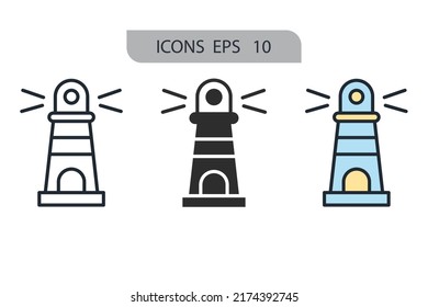 Lighthouse icons  symbol vector elements for infographic web