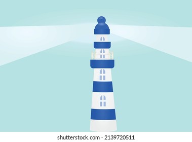 Lighthouse illuminate in day. vector
