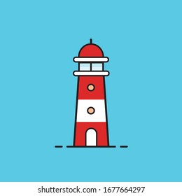 lighthouse illustration of flat design