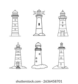Lighthouse Illustrations in Black and White